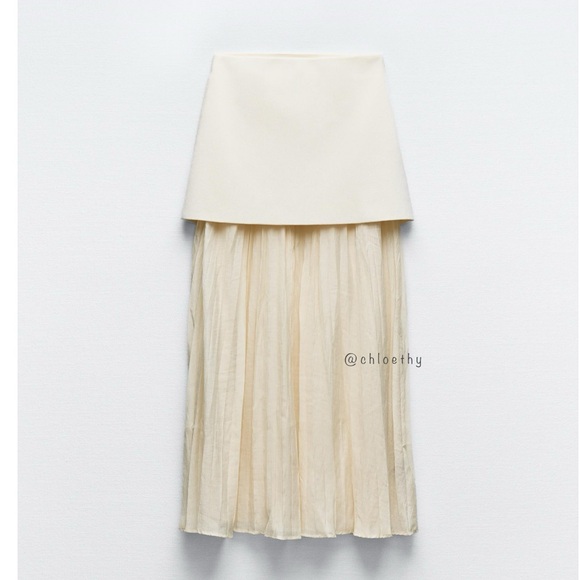 Zara MIXED PLEATED KNIT SKIRT - Picture 3 of 15